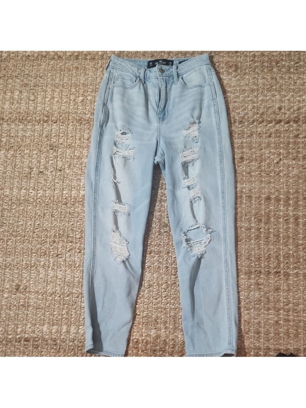 Hollister Light Blue Ripped Ankle Jeans